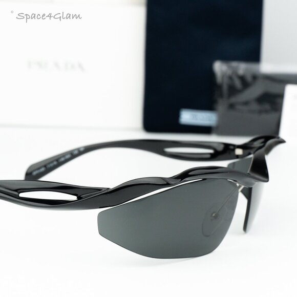 BRAND NEW Prada PRA25S 1AB5S0 Black Dark Grey Cat Eye Unisex Sunglasses 0PR A25S - Picture 3 of 10